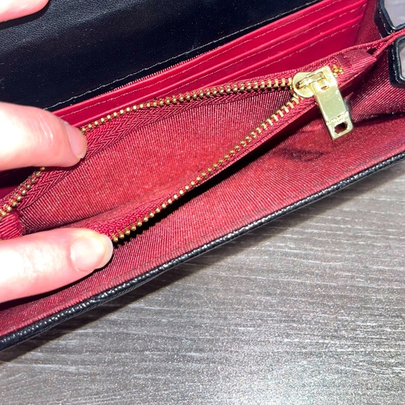 Black & Gold Monogram Flap Chevron Large Envelope Wallet Leather Card Holder - Picture 8 of 9